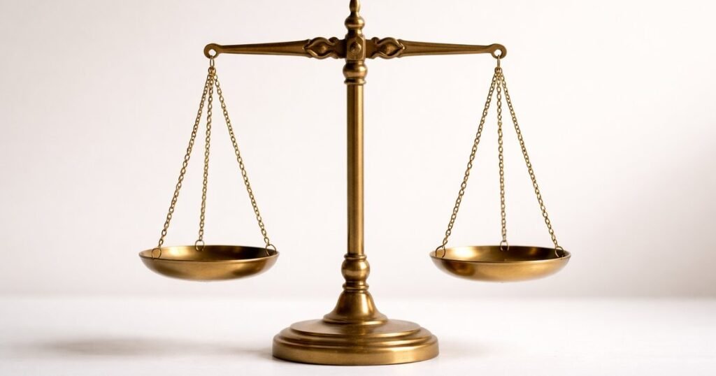 Scales of justice representing auditor independence and professional ethics