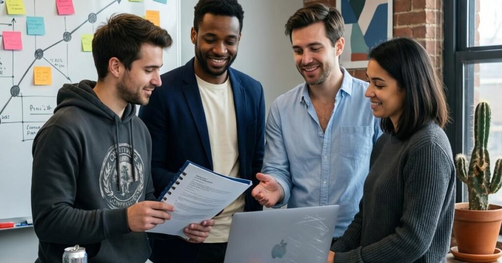 SaaS company team celebrating successful first statutory audit