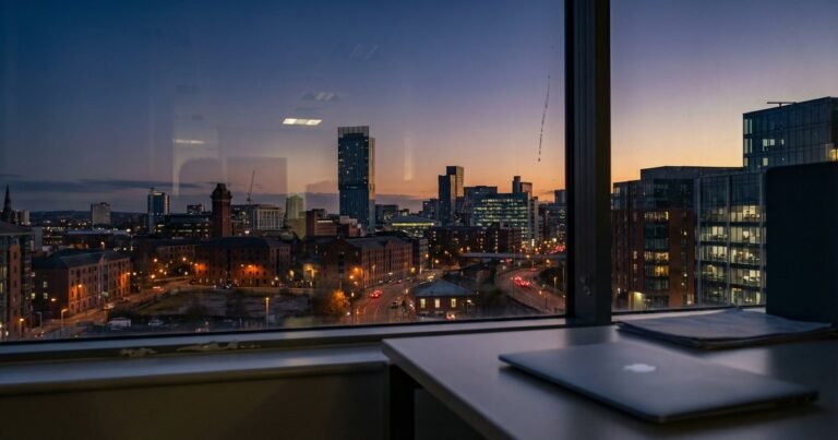 City skyline at dusk representing business going concern assessment