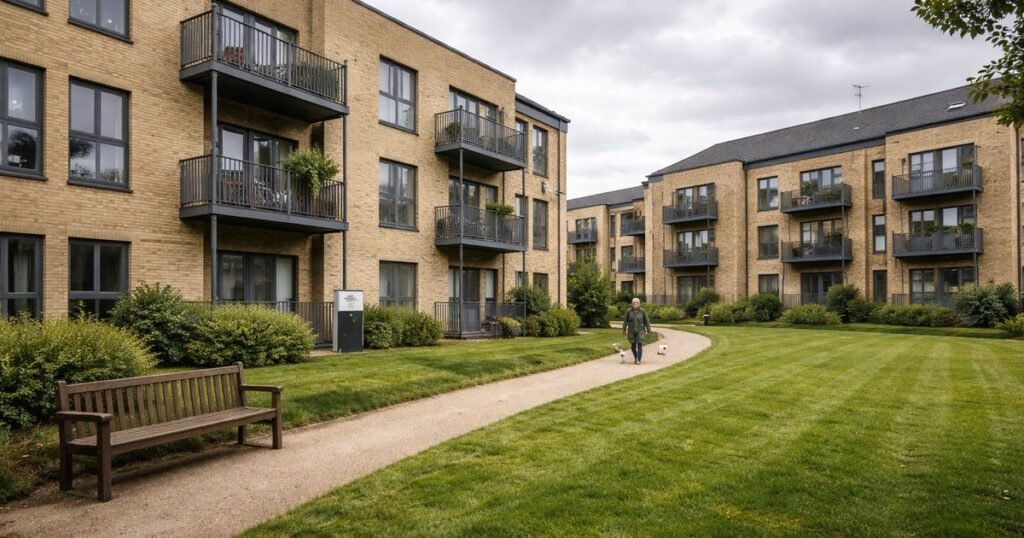 Modern social housing development representing housing association clients