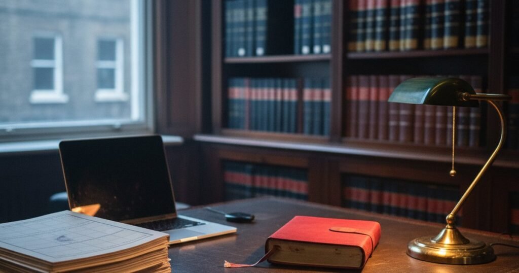 Solicitor's office with legal books and client account records